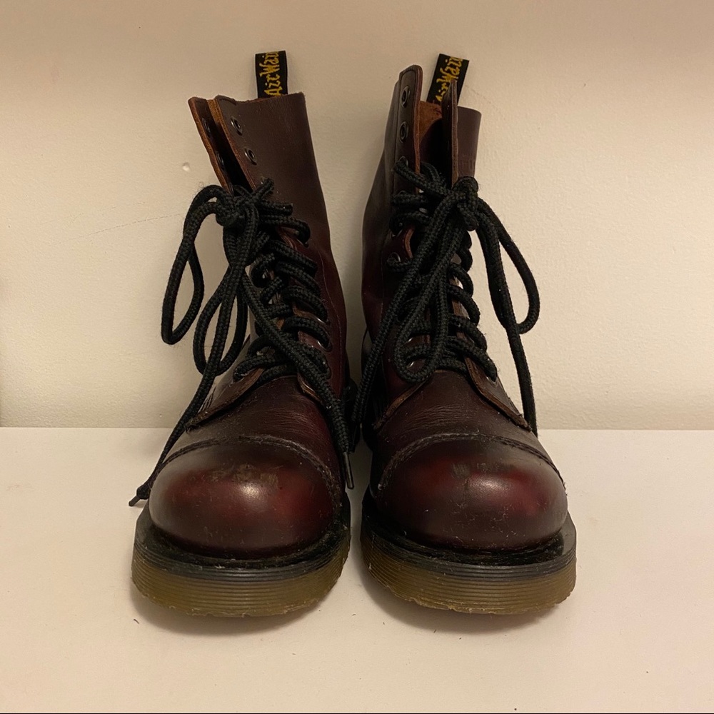 Doc marten cherry lace up boots